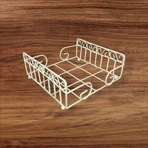 Antique-Style Twisted Metal Napkin Holder With Swirl Design Rustic Off-White Col